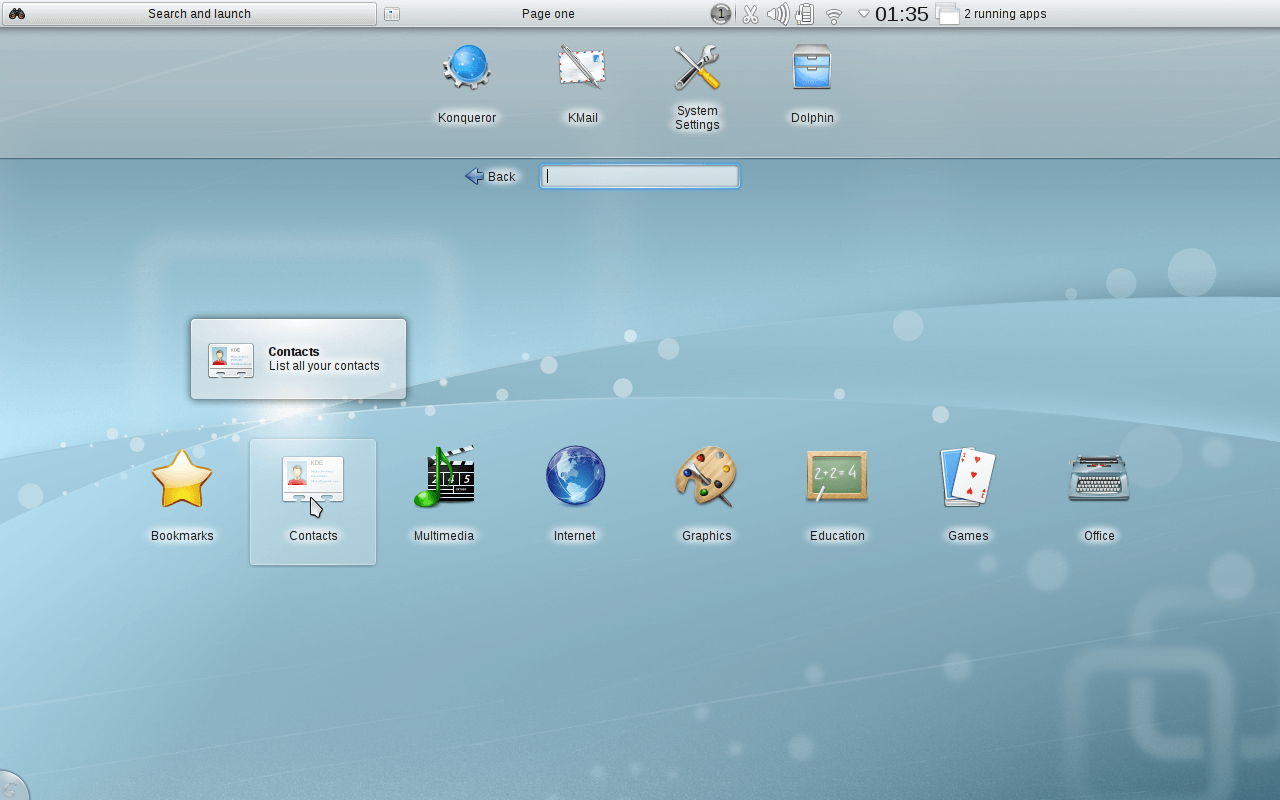KDE Plasma Netbook asztal