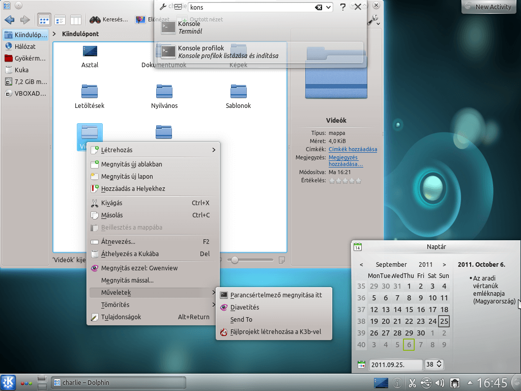 Kubuntu 11.10 Oneiric Beta 2 asztal